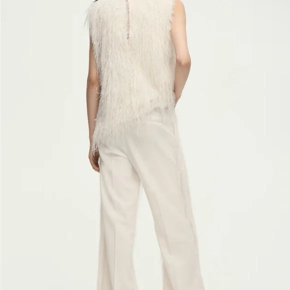 Elegant Cream Fringe Women's Pants